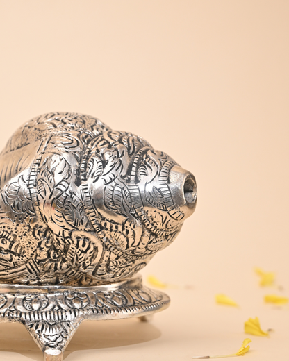 German Silver Shankh – Sacred Conch for Pooja & Home Décor