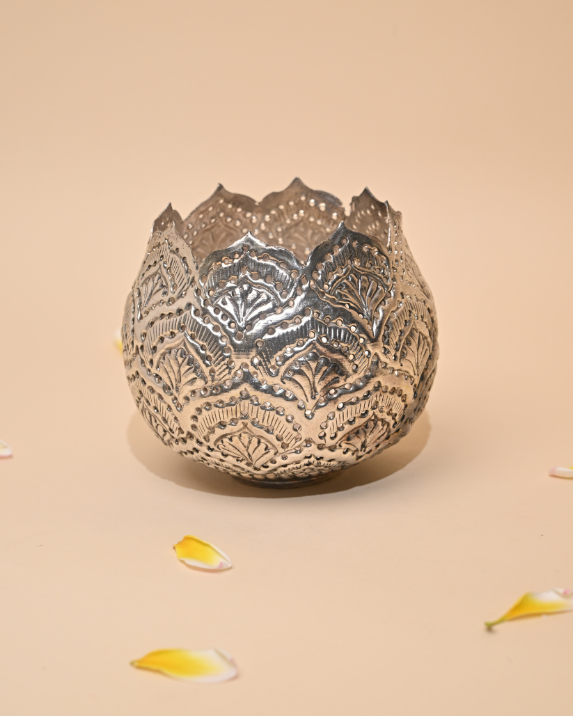 Handcrafted German Silver Candle Stand – Elegant Home & Festive Décor