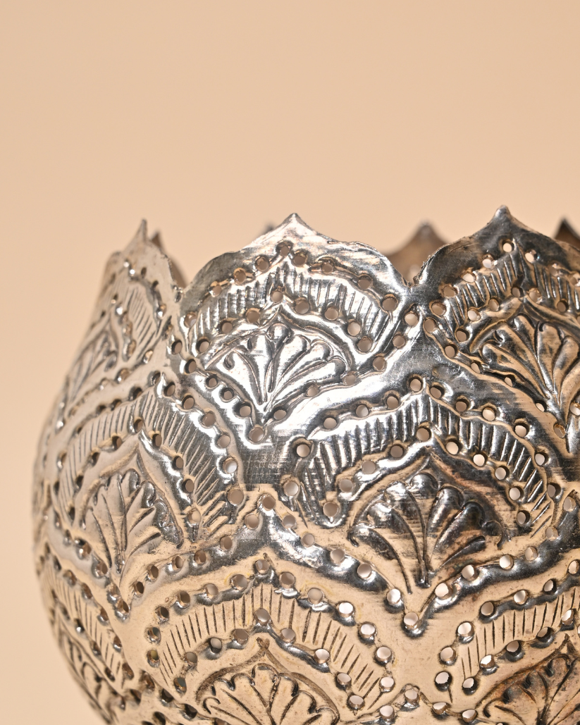 Handcrafted German Silver Candle Stand – Elegant Home & Festive Décor