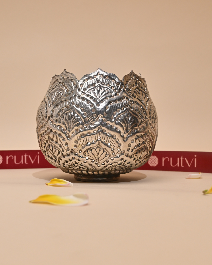 Handcrafted German Silver Candle Stand – Elegant Home & Festive Décor