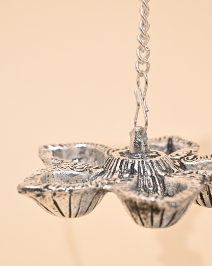 German Silver Parrot Holding Diya Stand – Traditional Pooja & Home Décor