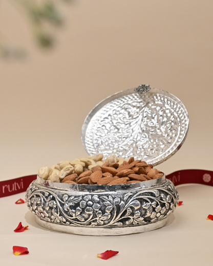 German Silver Oval Storage Box – Elegant Keepsake & Gift Box