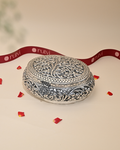 German Silver Oval Storage Box – Elegant Keepsake & Gift Box