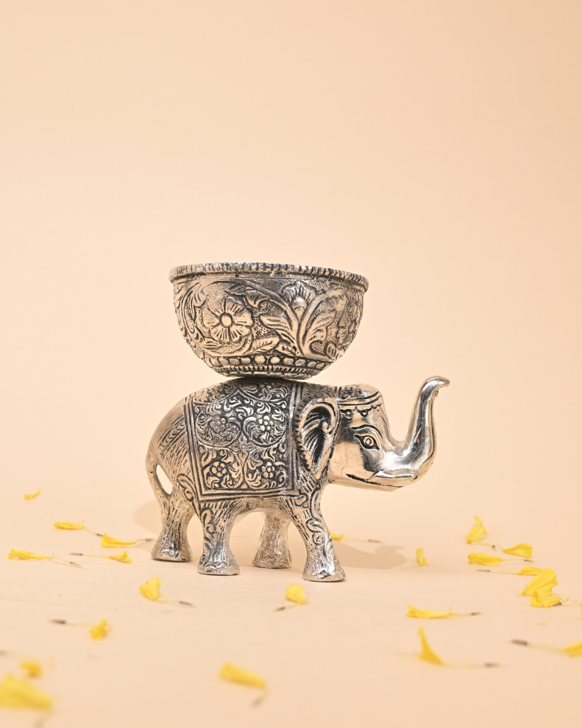 Handcrafted German Silver Elephant Idol – Elegant Home Décor & Gifting