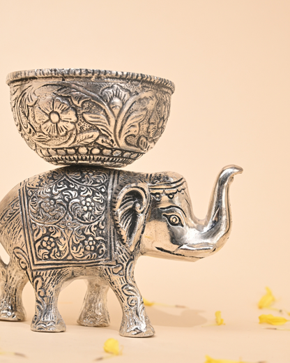 Handcrafted German Silver Elephant Idol – Elegant Home Décor & Gifting