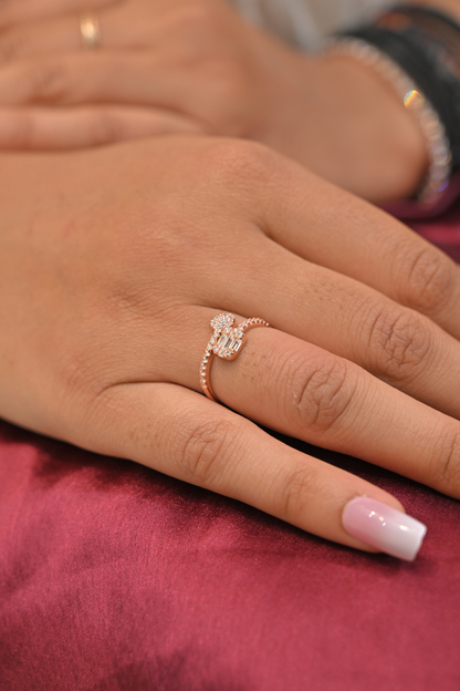 Elegant Baguette Rose Gold Ring