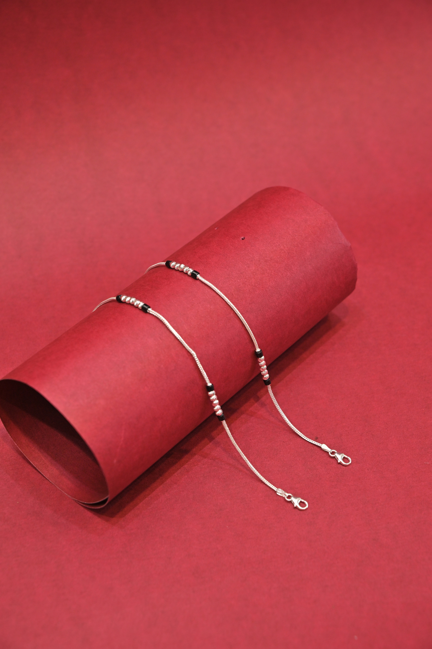 dual tone bead anklet