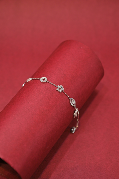 Lucky Charm Multi-Motif Silver Bracelet