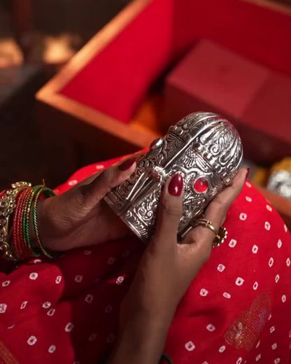 Divine German Silver Temple Idol of Ram, Laxman & Sita