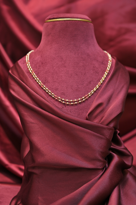 925 Sterling Silver Double Layer Pearl Chain Gold Plated chain