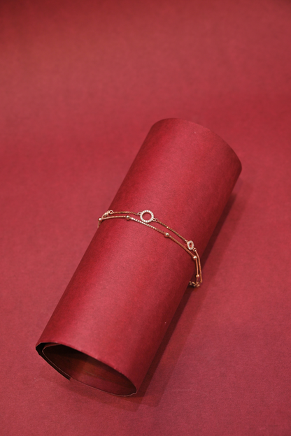 Rose Gold Double Layer Circle Charm Bracelet