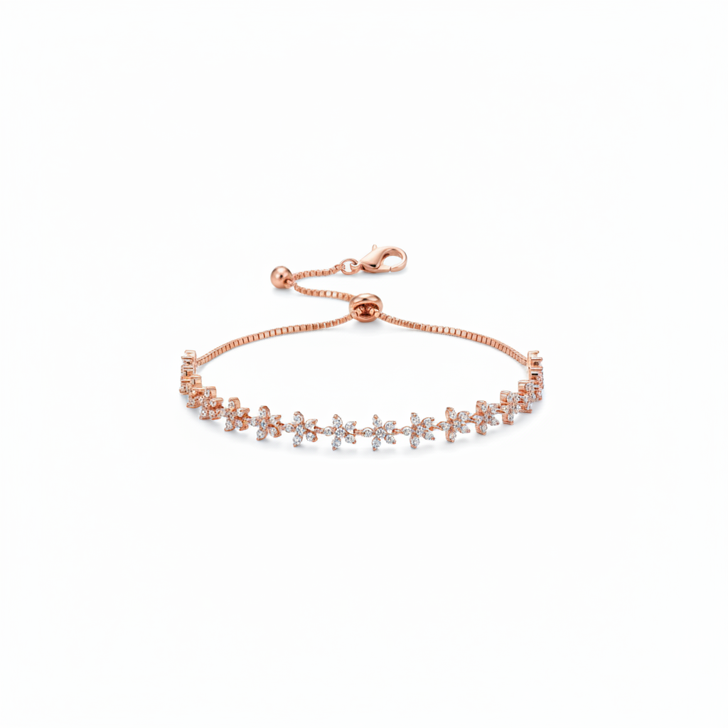 rose gold floral crystal bracelet