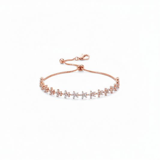 Rose Gold Floral Crystal Bracelet