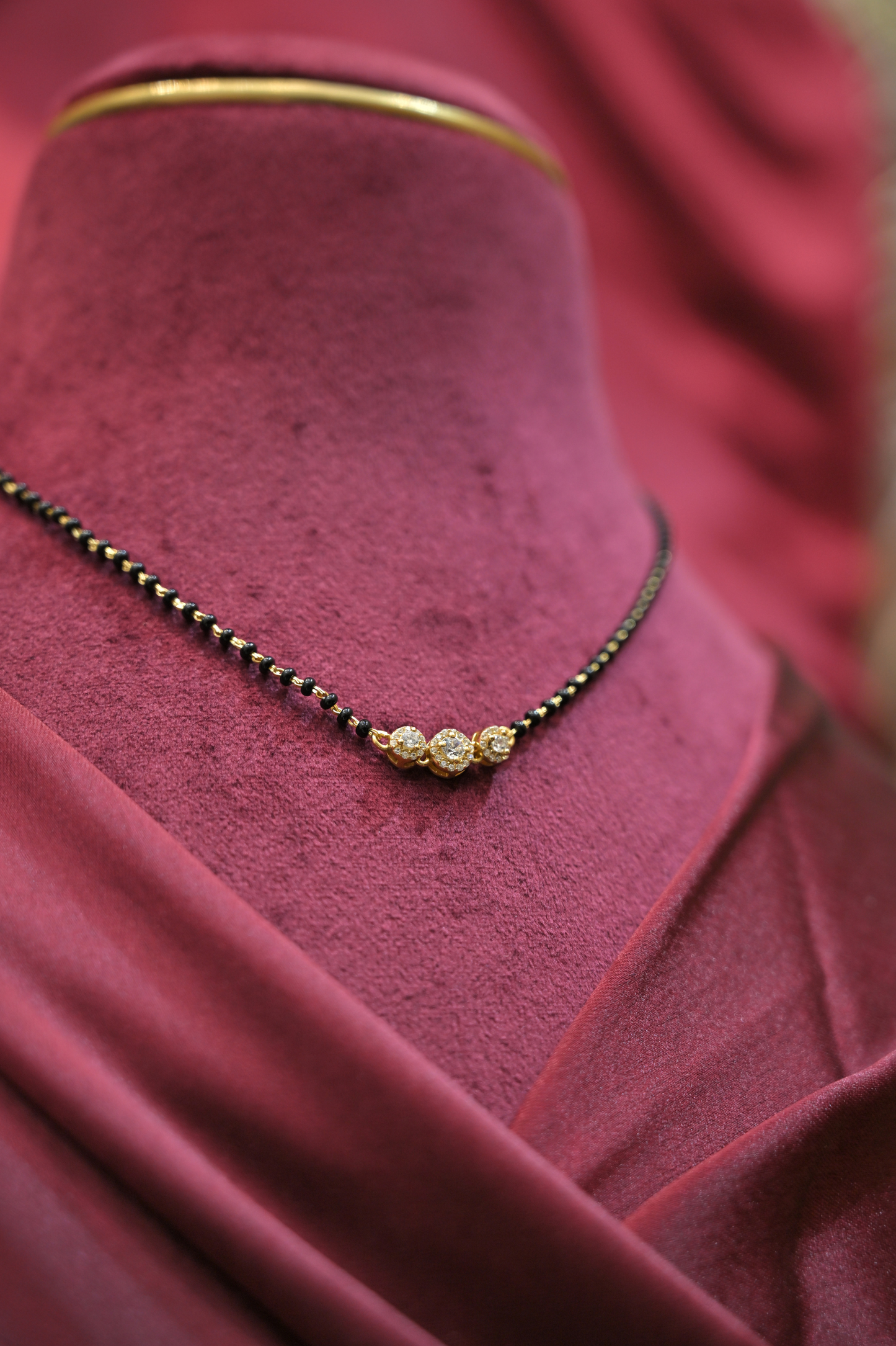 silver triple halo mangalsutra