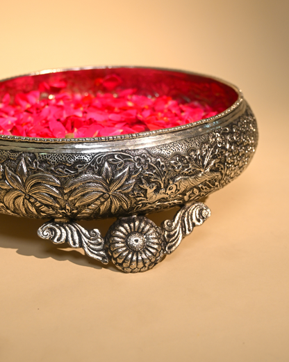 German Silver Urli with Floral Embossing