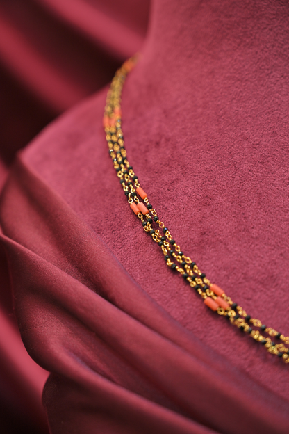 925 Sterling Silver Triple Layer Gold Plated Mangalsutra Necklace
