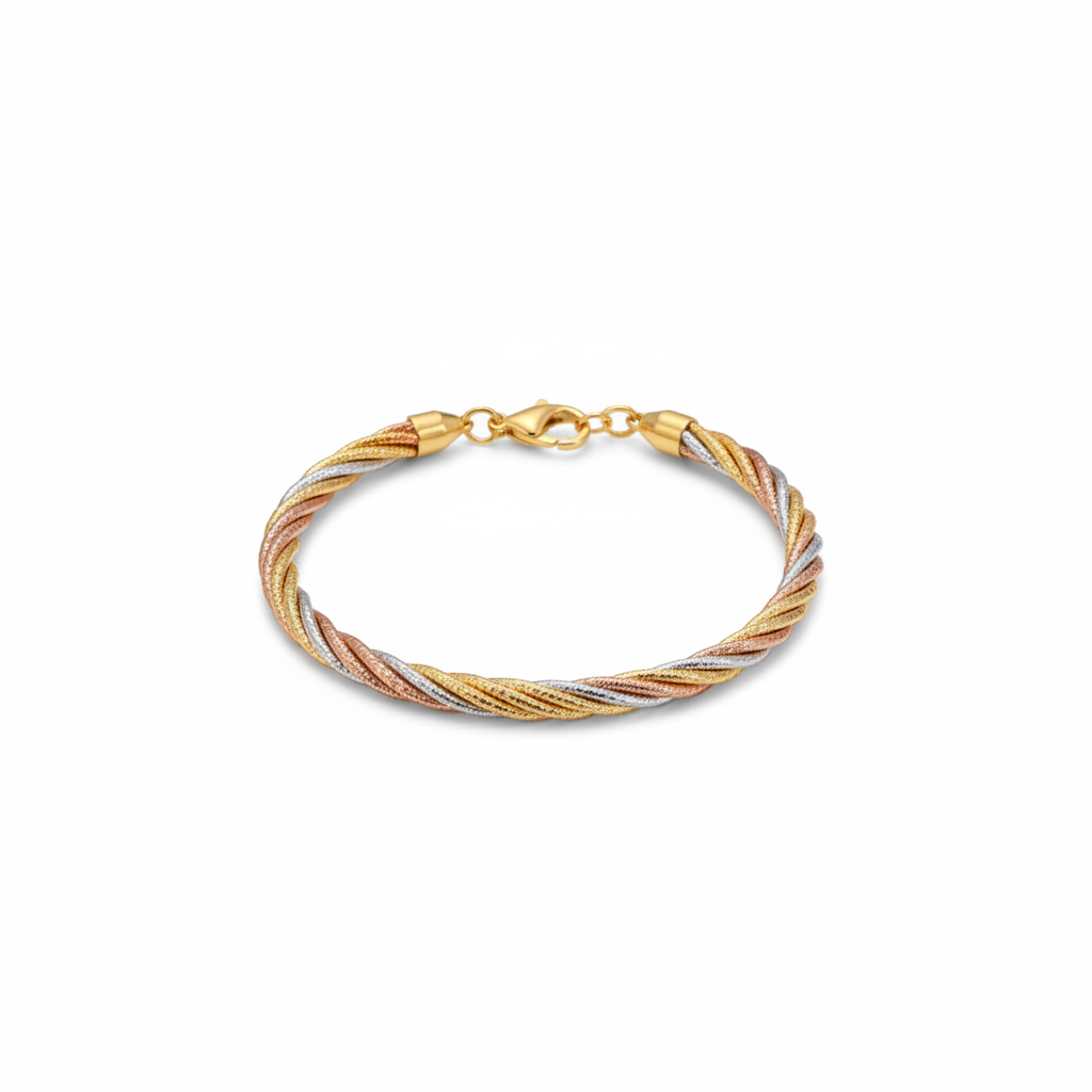 tri-tone twisted mesh bracelet