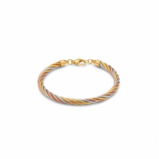 Tri-Tone Twisted Mesh Bracelet