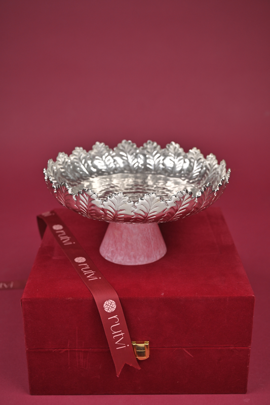 German Silver Decorative Pedestal Bowl with Stone Base