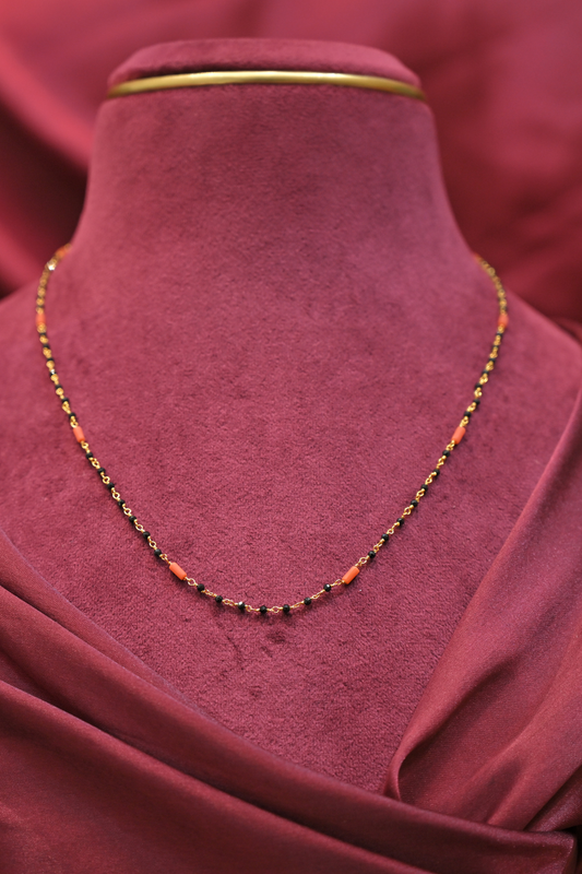 Single Layer Black Bead Mangalsutra in 925 Sterling Silver