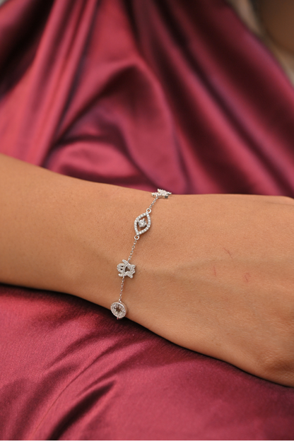 Lucky Charm Multi-Motif Silver Bracelet