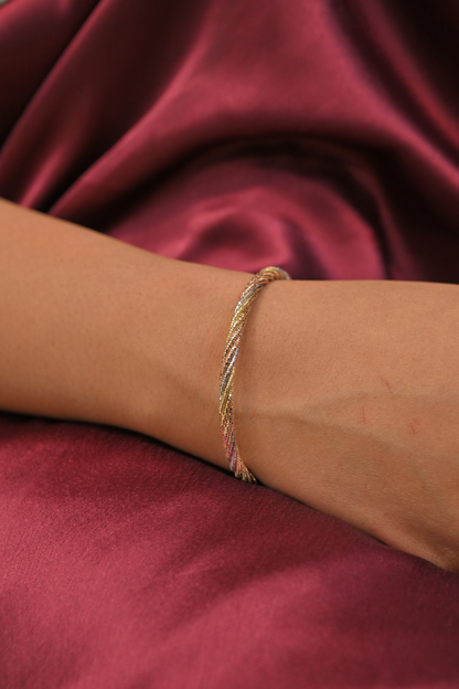 Tri-Tone Twisted Mesh Bracelet