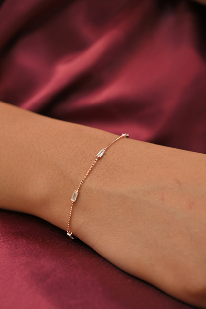 Rose Gold Baguette Stone Bracelet