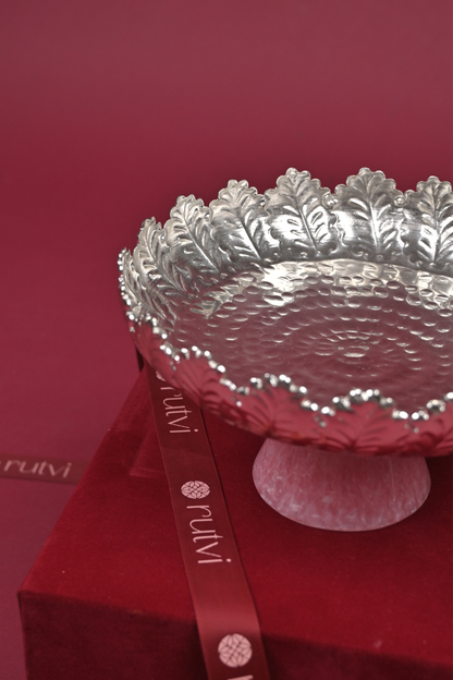 German Silver Decorative Pedestal Bowl with Stone Base