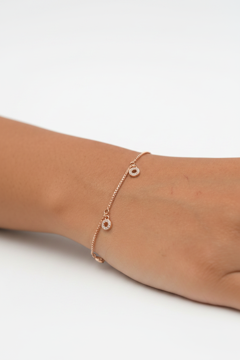rose gold dangle circle bracelet
