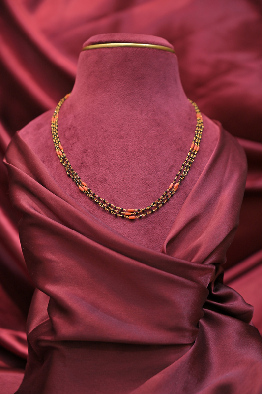 925 Sterling Silver Triple Layer Gold Plated Mangalsutra Necklace