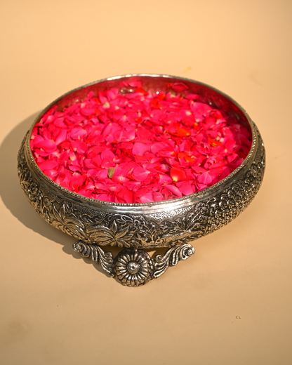 German Silver Urli with Floral Embossing