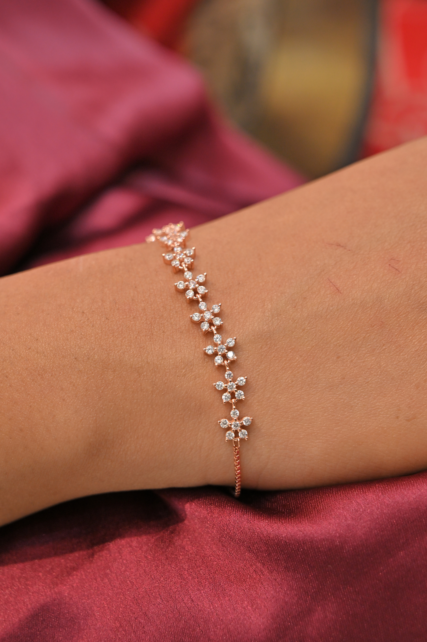 rose gold floral crystal bracelet