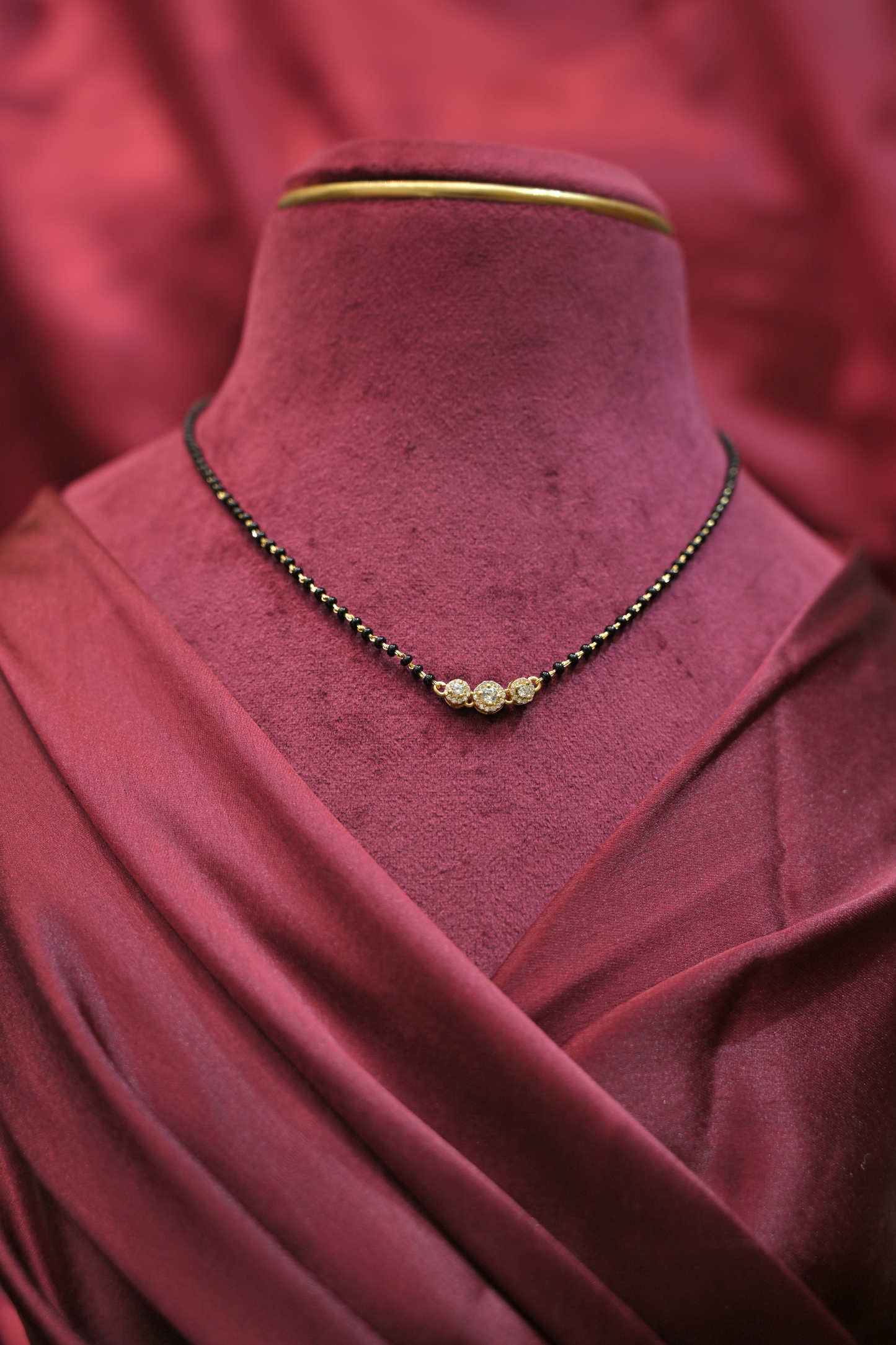 silver triple halo mangalsutra