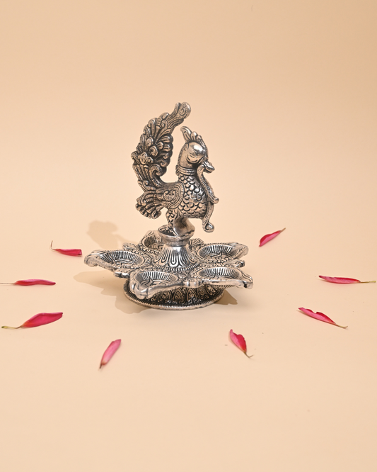Peacock Diya – Elegant Traditional Oil Lamp for Pooja & Home Decor