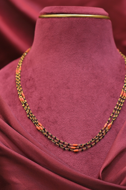 925 Sterling Silver Triple Layer Gold Plated Mangalsutra Necklace