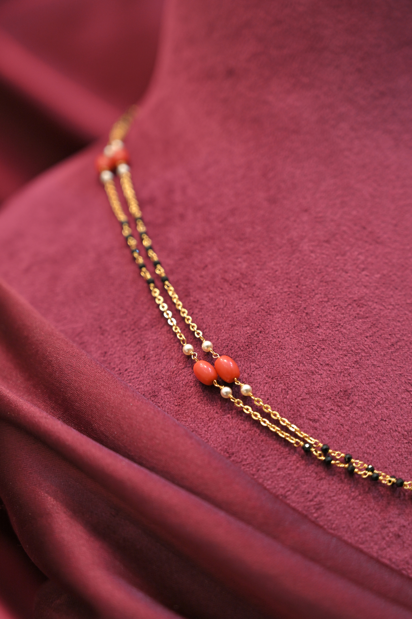 elegant double layer 925 silver mangalsutra necklace