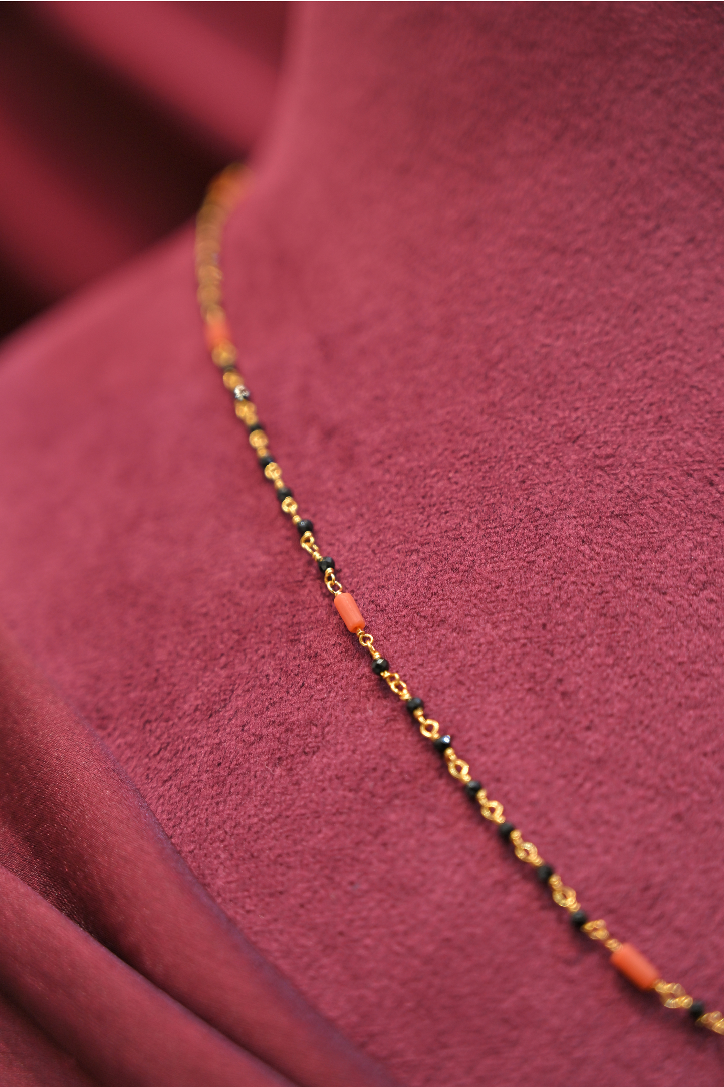 single layer black bead mangalsutra in 925 sterling silver