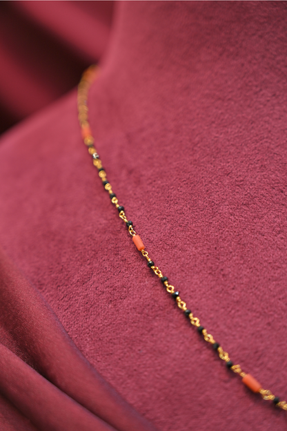 Single Layer Black Bead Mangalsutra in 925 Sterling Silver