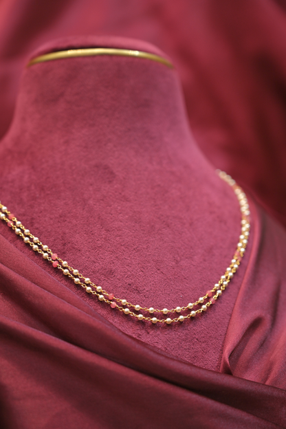 925 Sterling Silver Double Layer Pearl Chain Gold Plated chain