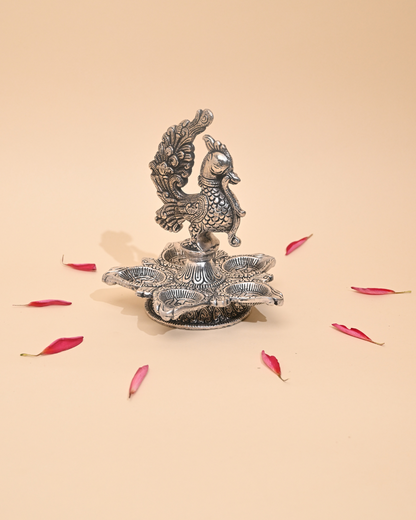 Peacock Diya – Elegant Traditional Oil Lamp for Pooja & Home Decor