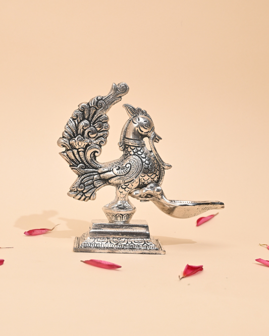 Peacock Diya – Elegant Traditional Oil Lamp for Pooja & Home Decor Set of 2
