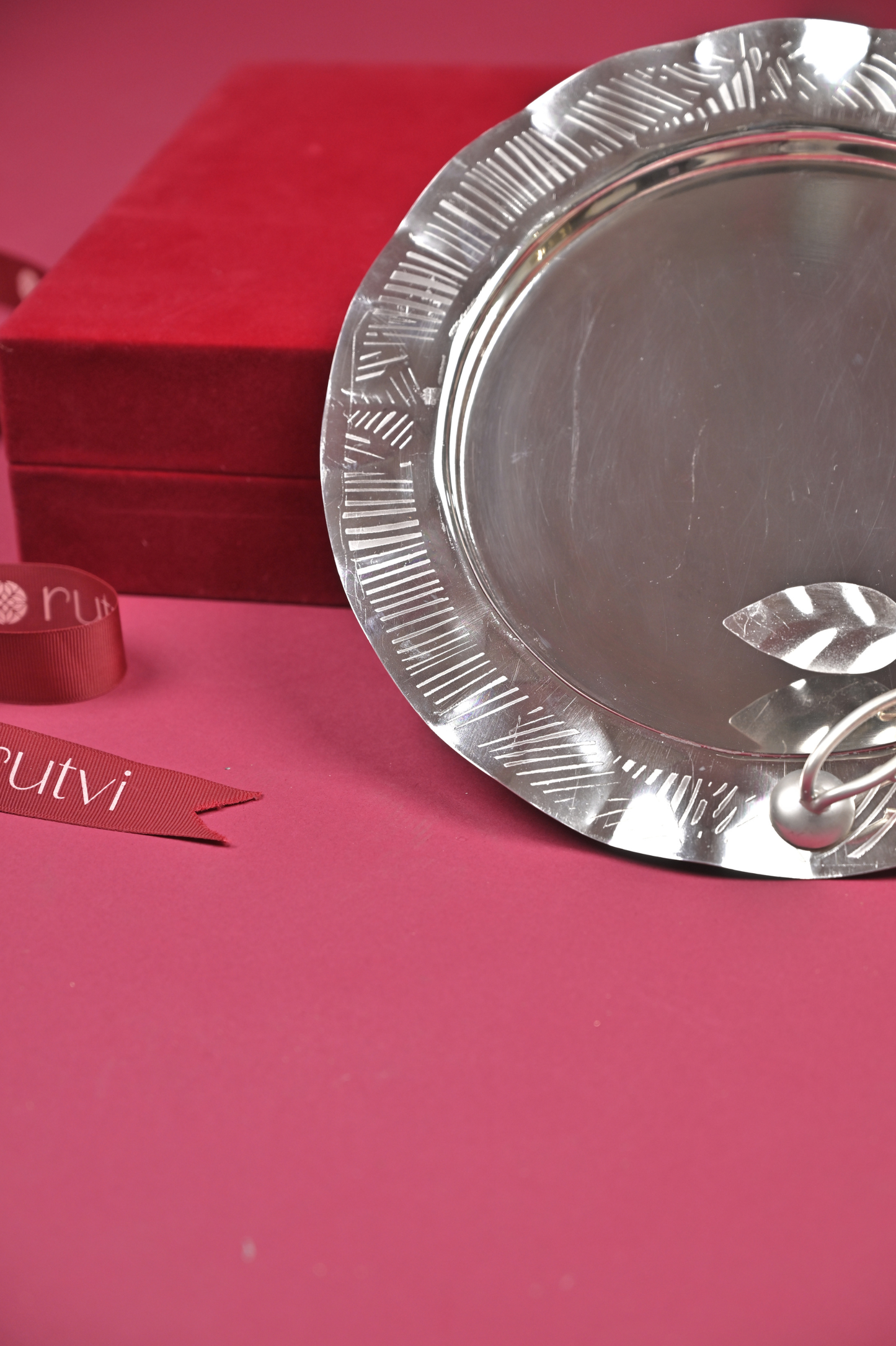 silver floral decorative serving tray