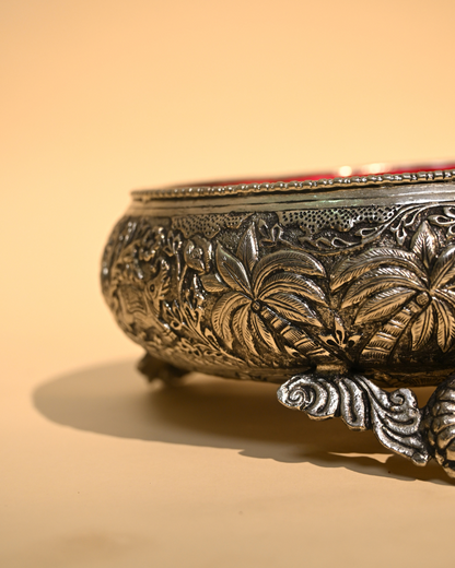 German Silver Urli with Floral Embossing