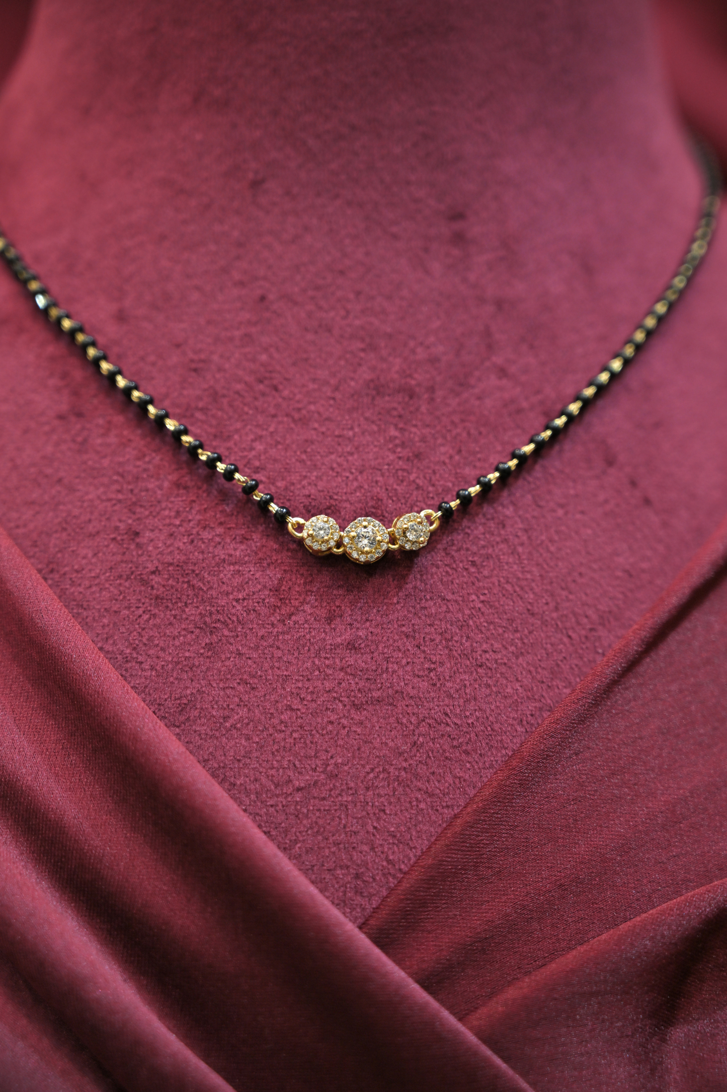 silver triple halo mangalsutra