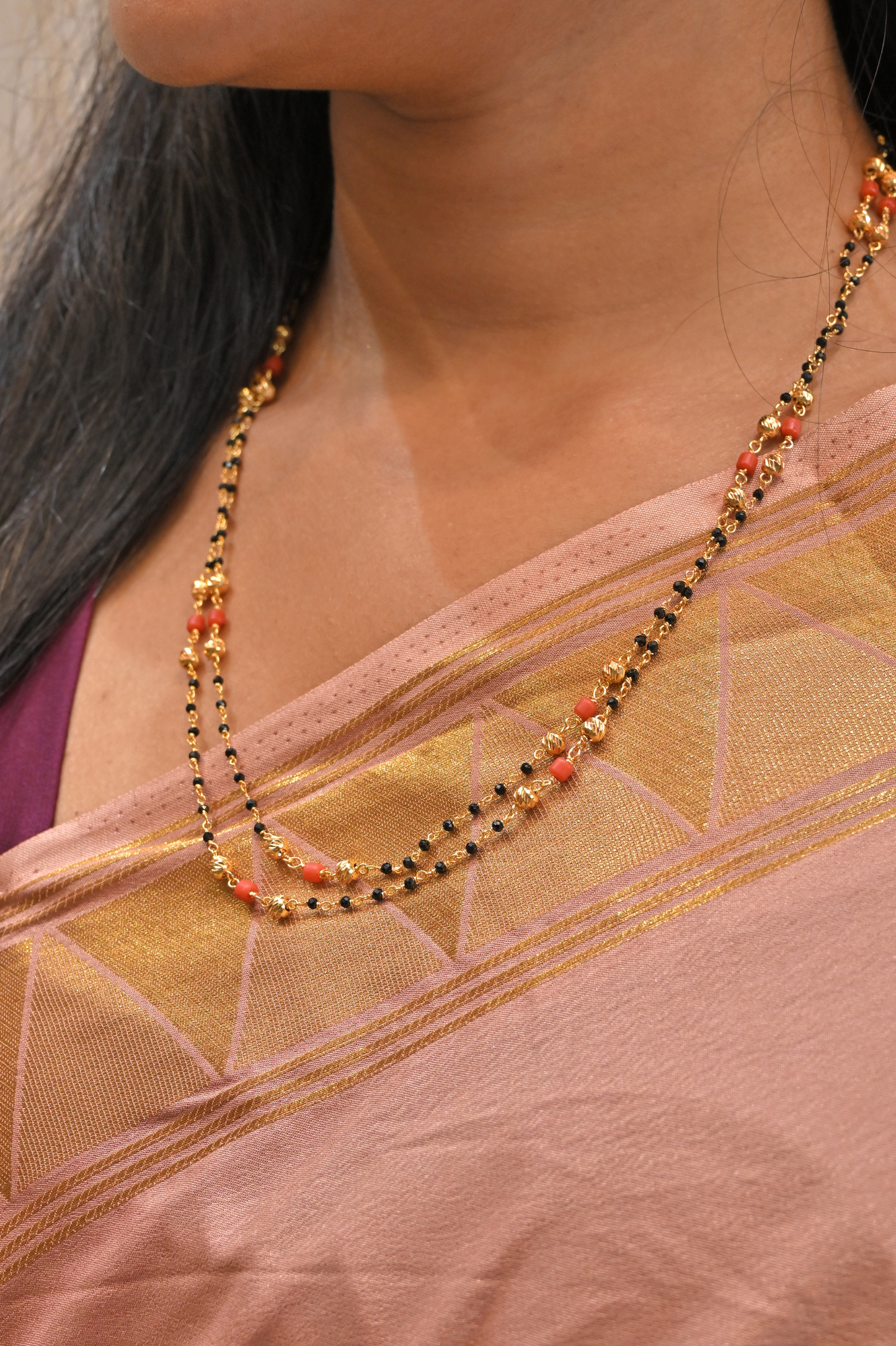 925 sterling silver double layer gold plated mangalsutra