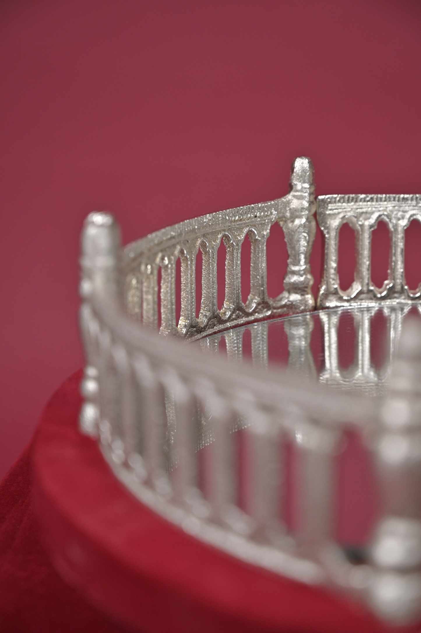 german silver oval mirror serving tray with velvet gift box