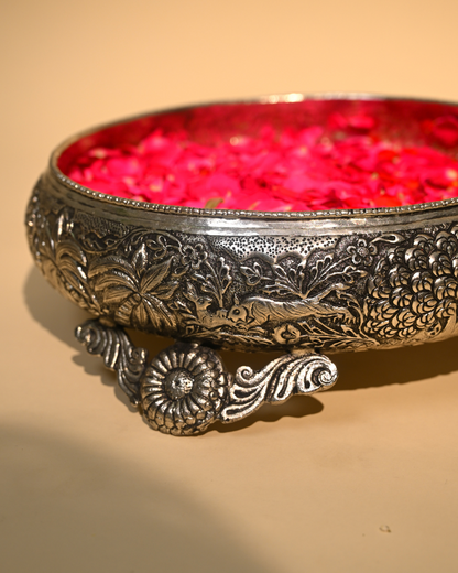 German Silver Urli with Floral Embossing