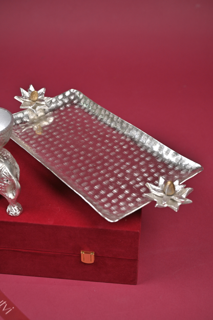 German Silver Elephant Bowl & Decorative Tray Gift Set
