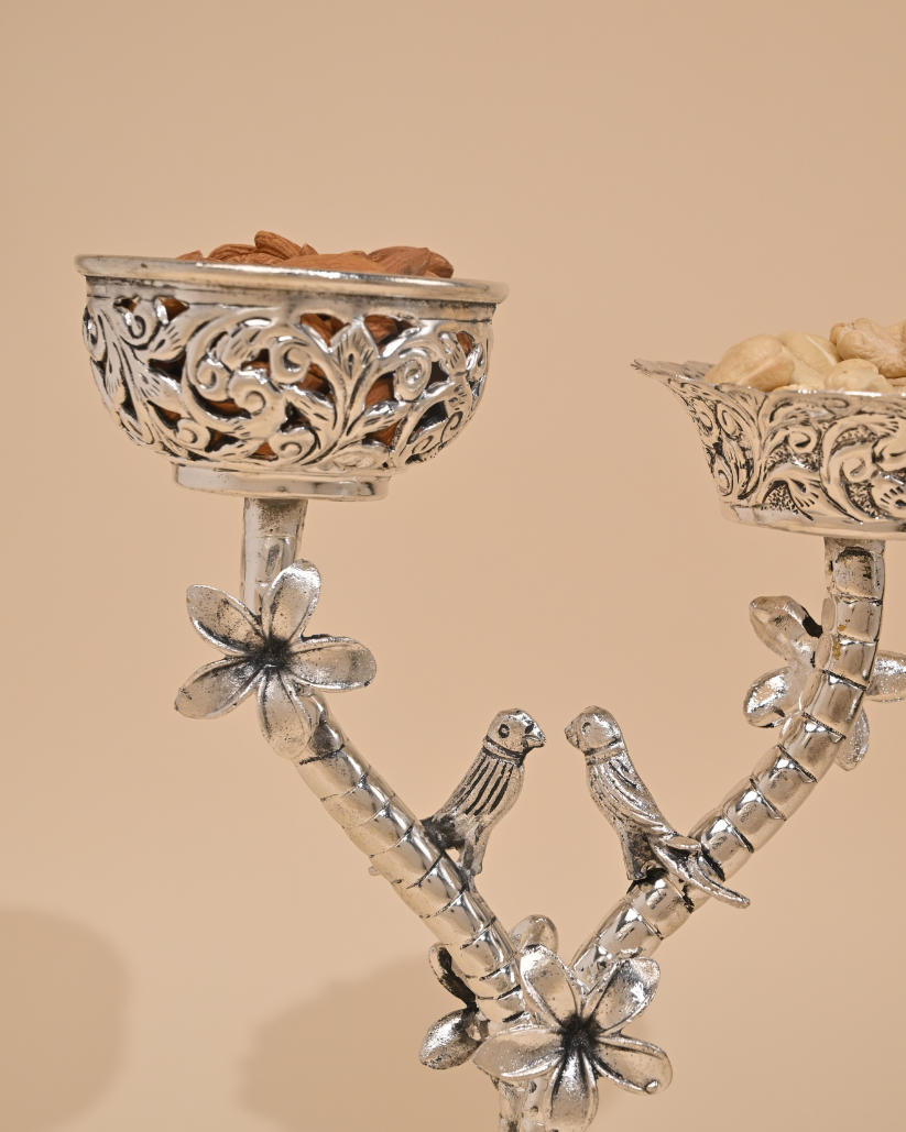 Handcrafted German Silver Candle Stand – Elegant Home & Festive Décor