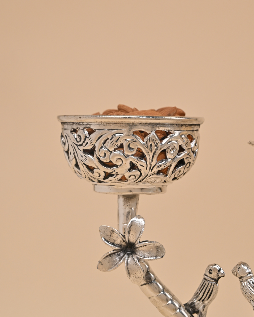 Handcrafted German Silver Candle Stand – Elegant Home & Festive Décor